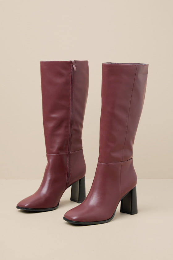 Reelee Oxblood Square Toe Knee-High Boots