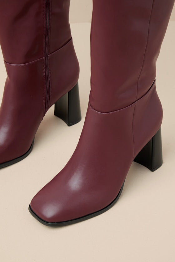 Reelee Oxblood Square Toe Knee-High Boots