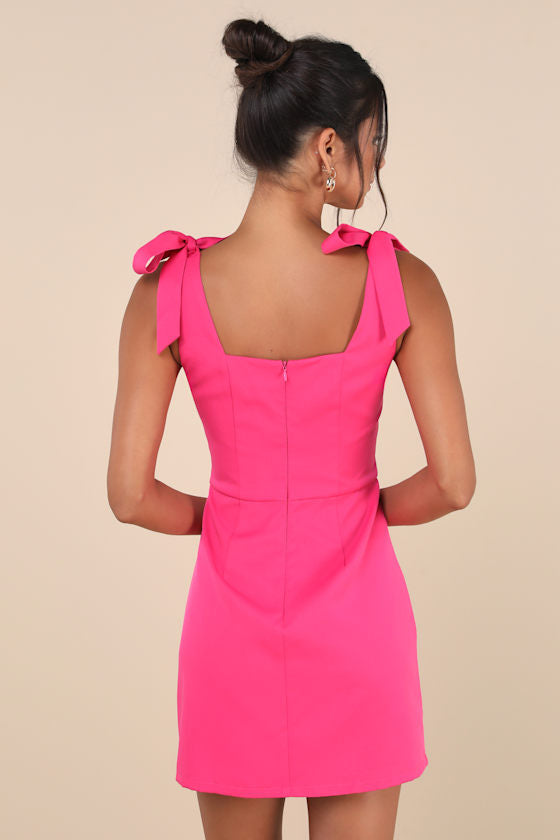 Your Sweetie Fuchsia Tie-Strap Mini Dress