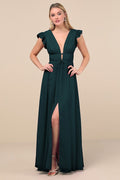 I'm All Yours Emerald Green Ruffled Maxi Dress
