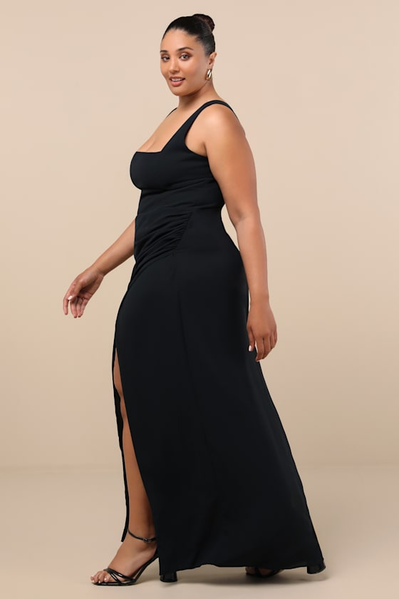 Glamorous Disposition Black Ruched Maxi Dress