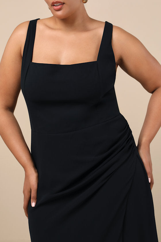 Glamorous Disposition Black Ruched Maxi Dress