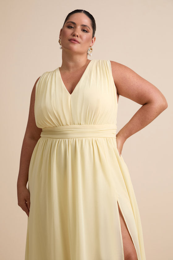 Heavenly Hues Pale Yellow Maxi Dress