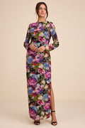 Merrit Black Multi Cowl Back Long Sleeve Maxi Dress