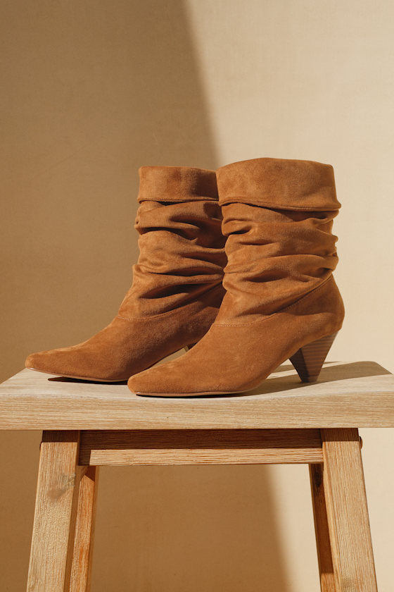 Carrie Tan Suede Slouchy Mid-Calf Boots