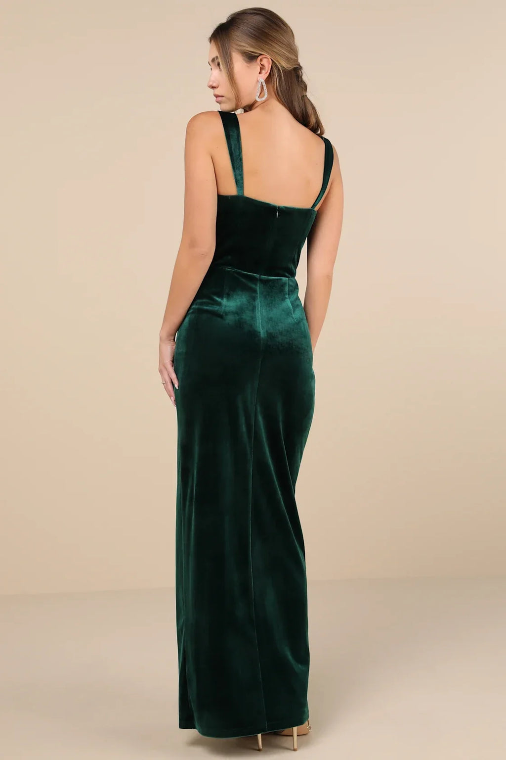 Pristine Luxury Dark Berry Velvet Bustier Maxi Dress