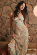 Nicole Light Sage Multi Patchwork Slip Midi Dress