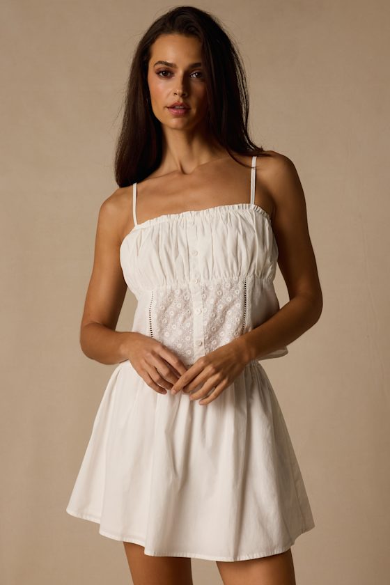 Sasha Ivory Cotton Skater Mini Skirt