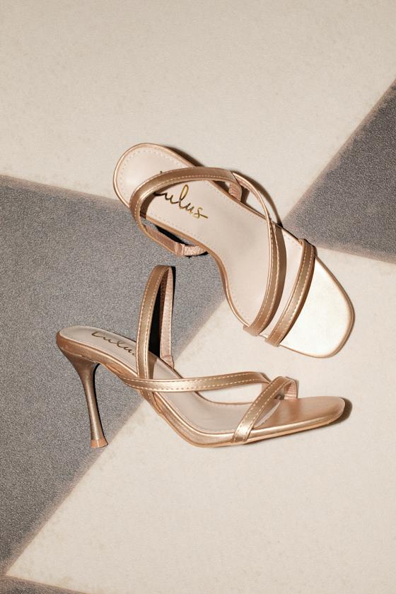 Leigh Champagne Gold Strappy High Heel Sandals