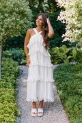 Lauretta Ivory Plisse Tiered Midi Dress