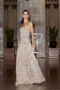 Aubriana Light Brown Multi Abstract Lurex Maxi Dress