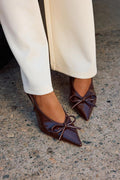 Avina Brown Pointed-Toe Slingback Pumps