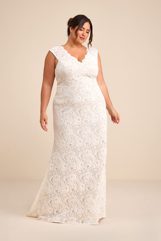 Spectacular Romance White Lace Sleeveless Mermaid Maxi Dress