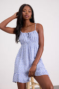 Grecian Getaway Blue and White Print Mini Dress