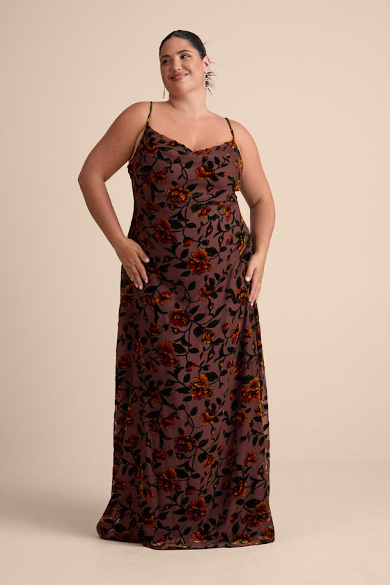 Romance in the Making Plum Purple Floral Print Velvet Maxi Dress
