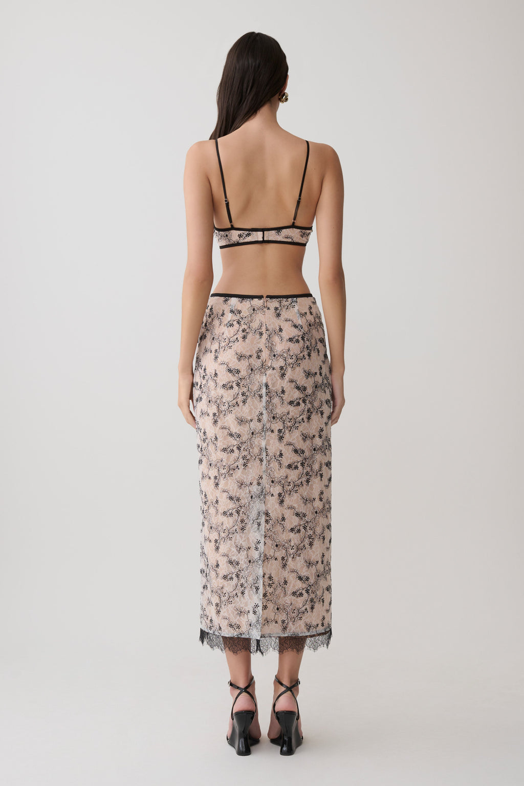 Kimberly Lace Sleeveless Crop Top - Nude Lace