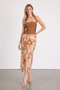 Something Wild Brown Multi Print Twist-Front Midi Skirt