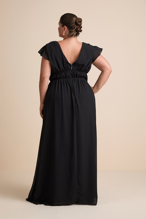 I'm All Yours Black Ruffled Maxi Dress