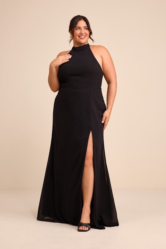 Captured Your Heart Black Halter Maxi Dress