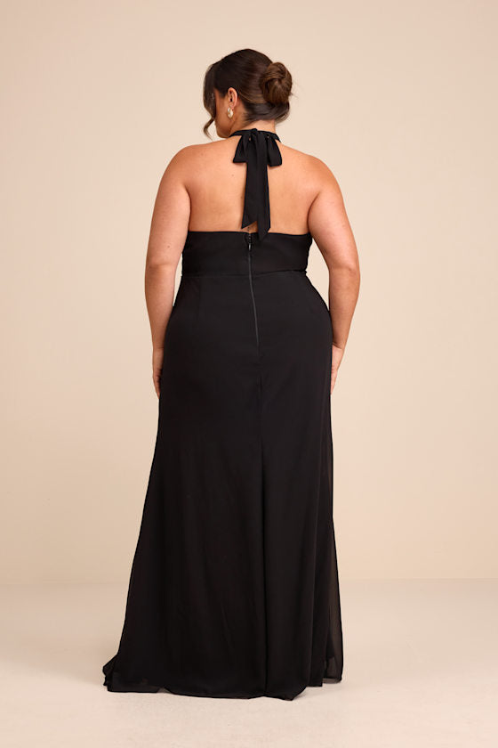 Captured Your Heart Black Halter Maxi Dress
