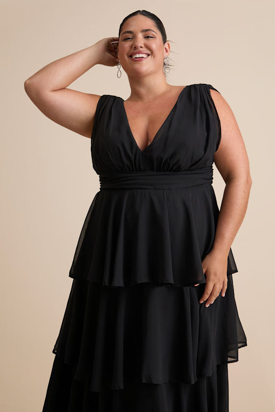 Amazing Evening Black Tiered Maxi Dress