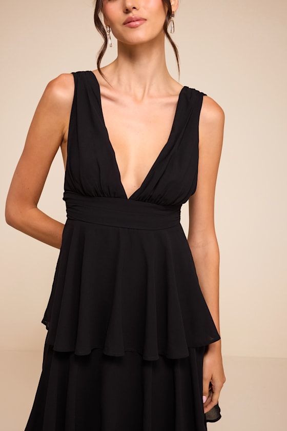 Amazing Evening Black Tiered Maxi Dress