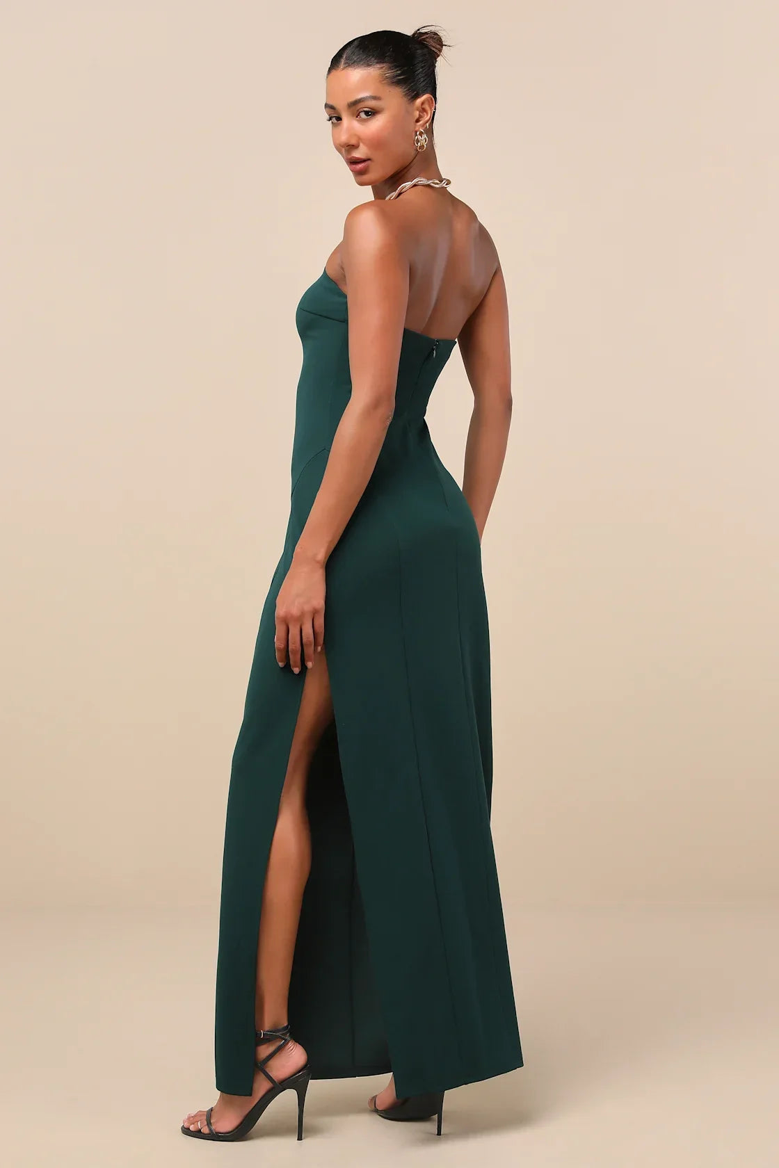 Famous Icon Black Strapless Column Maxi Dress