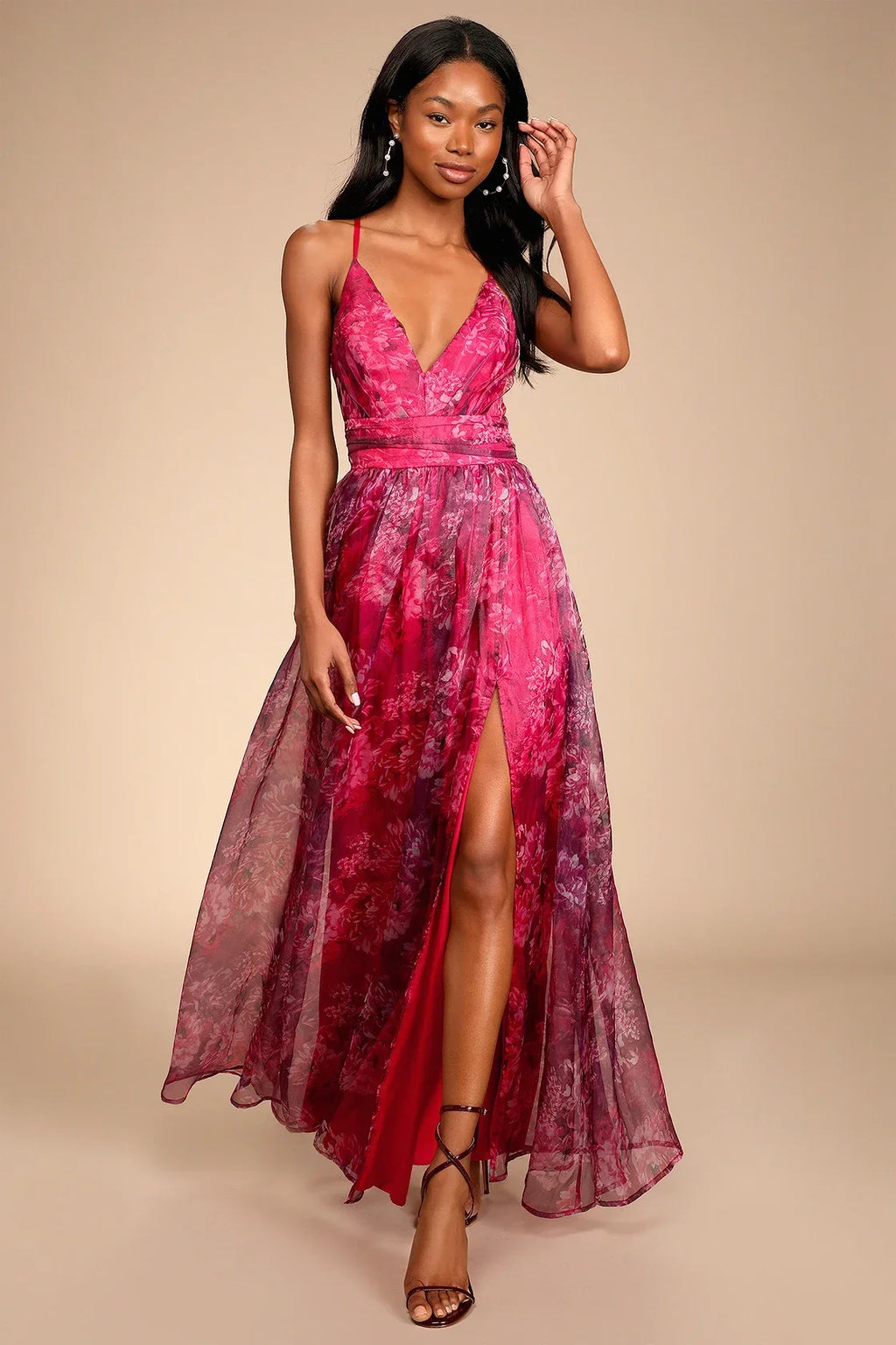 Romance That Wows Green Floral Print Organza Maxi Dress