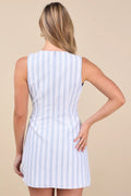 Alyvia Blue and White Striped Sleeveless Mini Dress