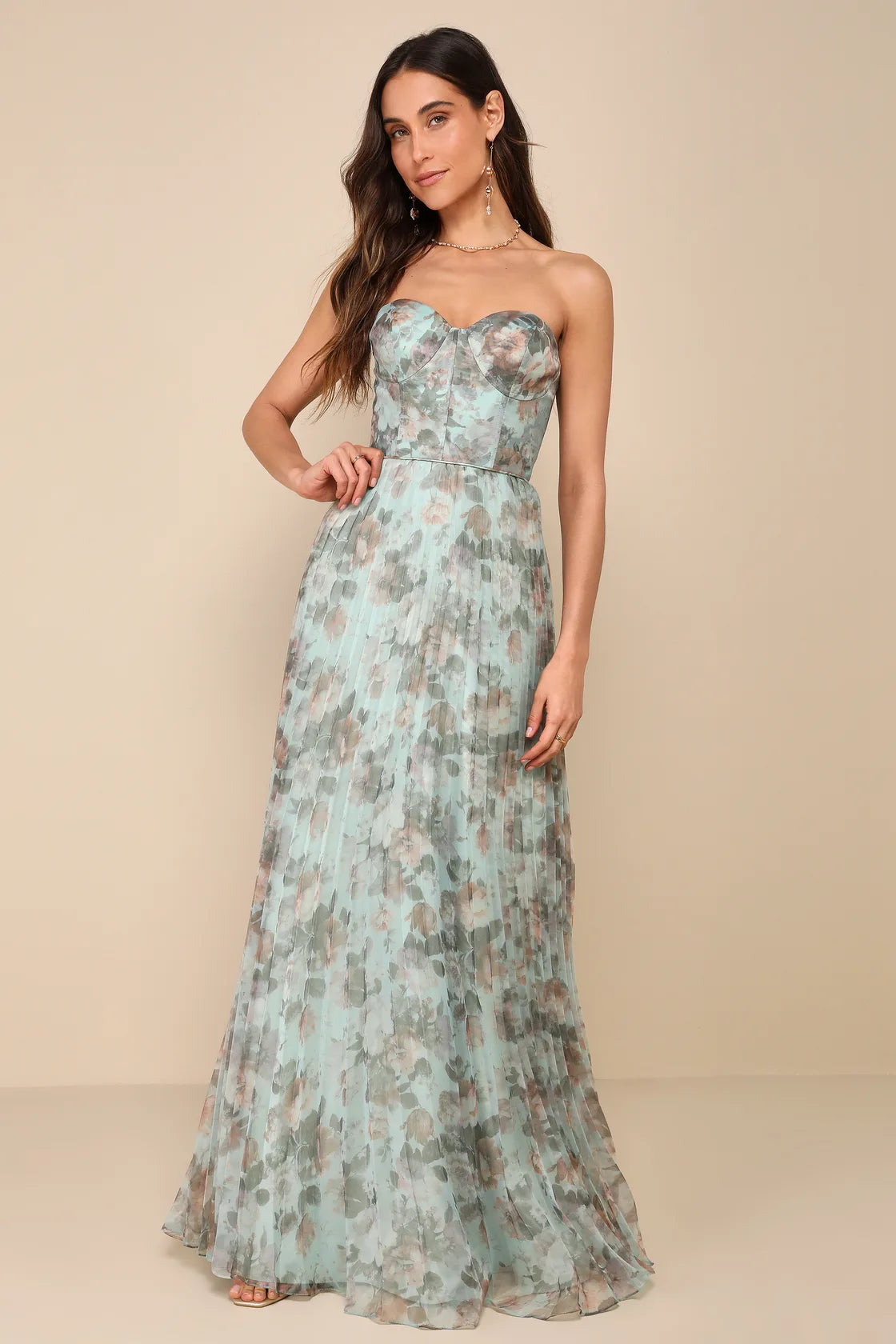 Most Beautiful Day Ivory Multi Floral Print Organza Maxi Dress