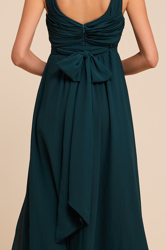 Sensational Moment Emerald Green Pleated Maxi Dress