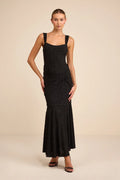 Celeste Black Burnout Bustier Maxi Dress