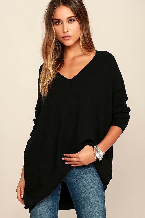 Ticket to Cozy Black Oversized Sweater