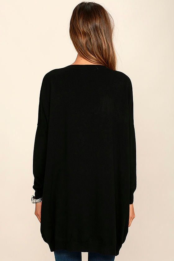 Ticket to Cozy Black Oversized Sweater