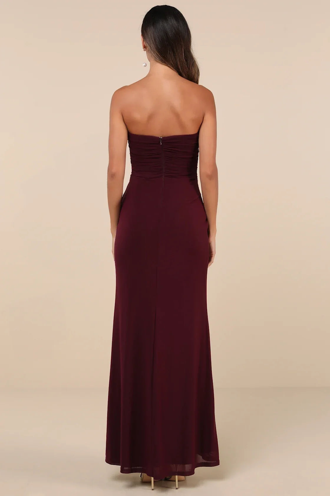 Epitome of Allure Emerald Green Strapless Ruched Tulip Maxi Dres