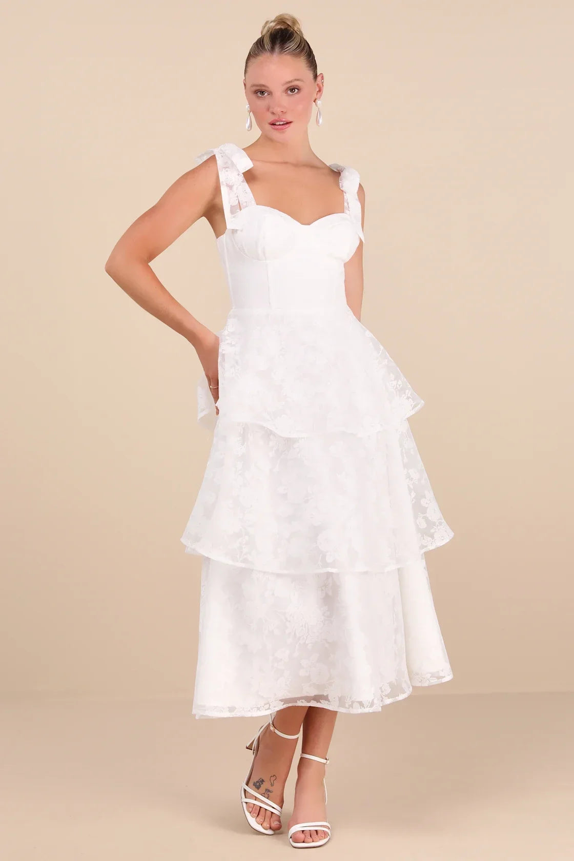 Glamorous Sweetie Sage Burnout Tie-Strap Bustier Midi Dress