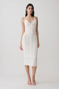 Cooper Scalloped Neckline Pointelle Midi Dress - White
