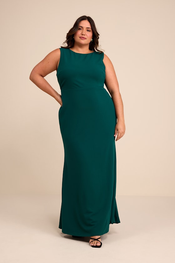 Exquisite Refinement Emerald Backless Bow Ruffled Maxi Dress