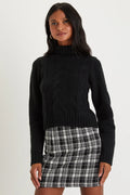 Snuggly Touch Burgundy Cable Knit Turtleneck Sweater
