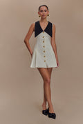 Oli Sleeveless Contrast Mini Dress - Ivory/Black