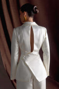 Ada Tailored Satin Blazer - Ivory