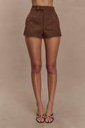 Sally Faux Suede Short - Milk Chocolate