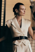 Andina Shortsleeve Linen Top - Natural Beige
