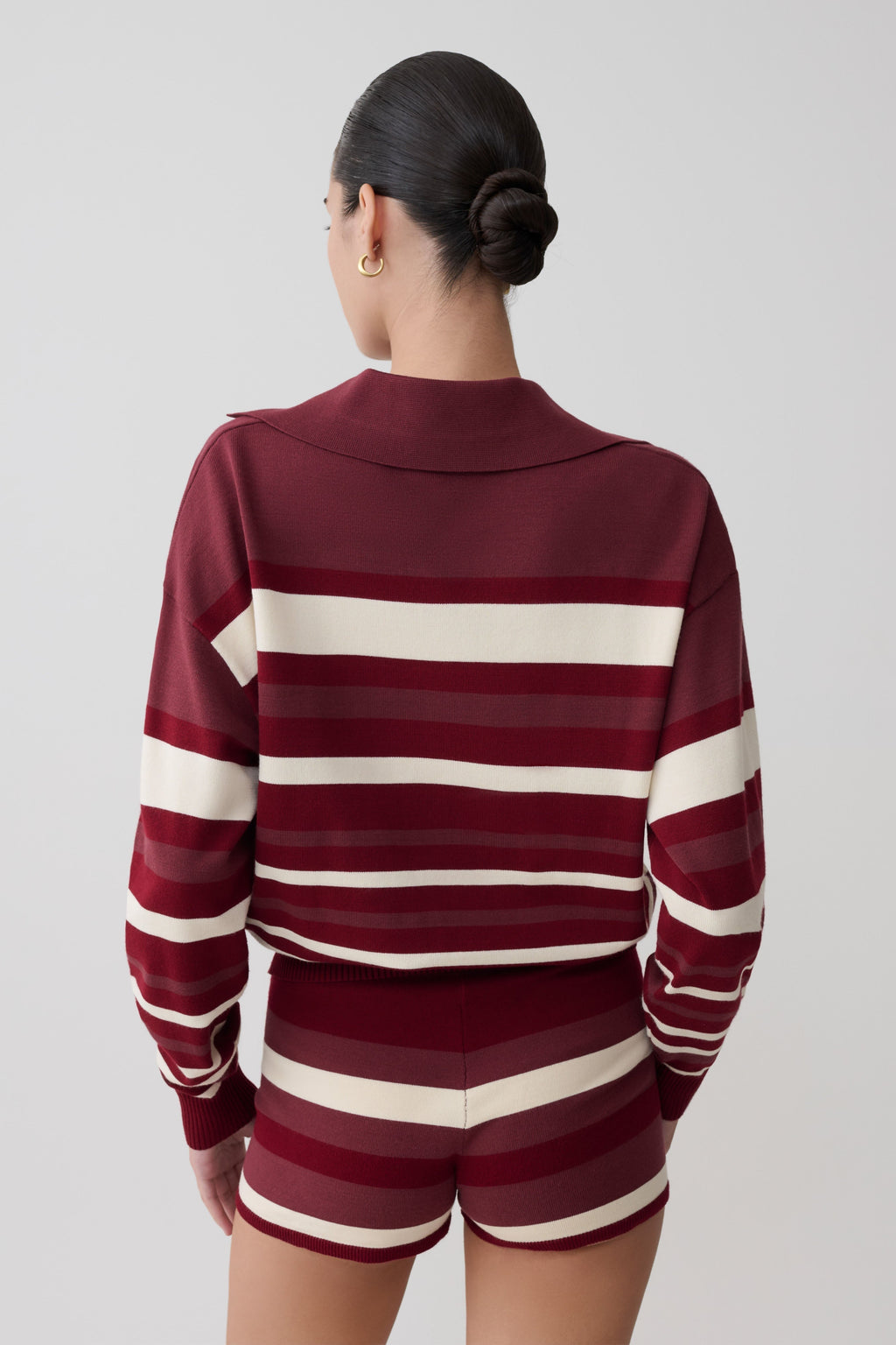 Philly Stripe Long Sleeve Knit Jumper - Burgundy/Cream