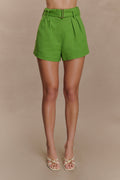 Scout Linen Belted Shorts - Green