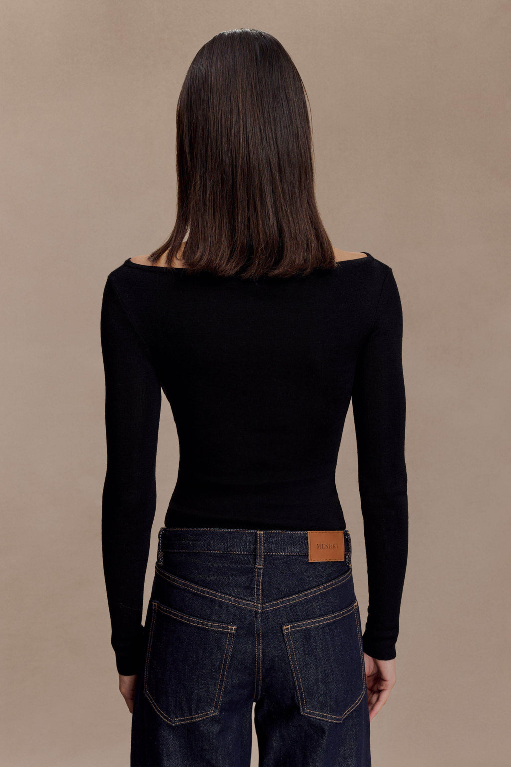 Paedyn Merino Wool Ribbed Long Sleeve Top - Black