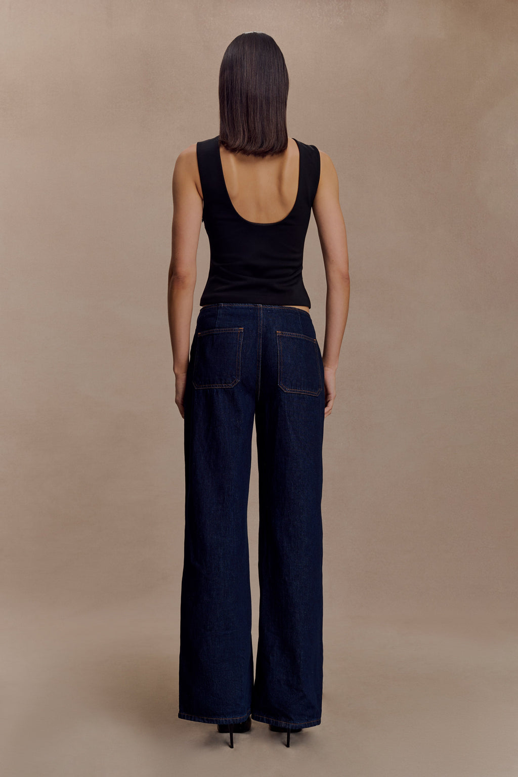 Kyra Open Back Scuba Crepe Top - Black