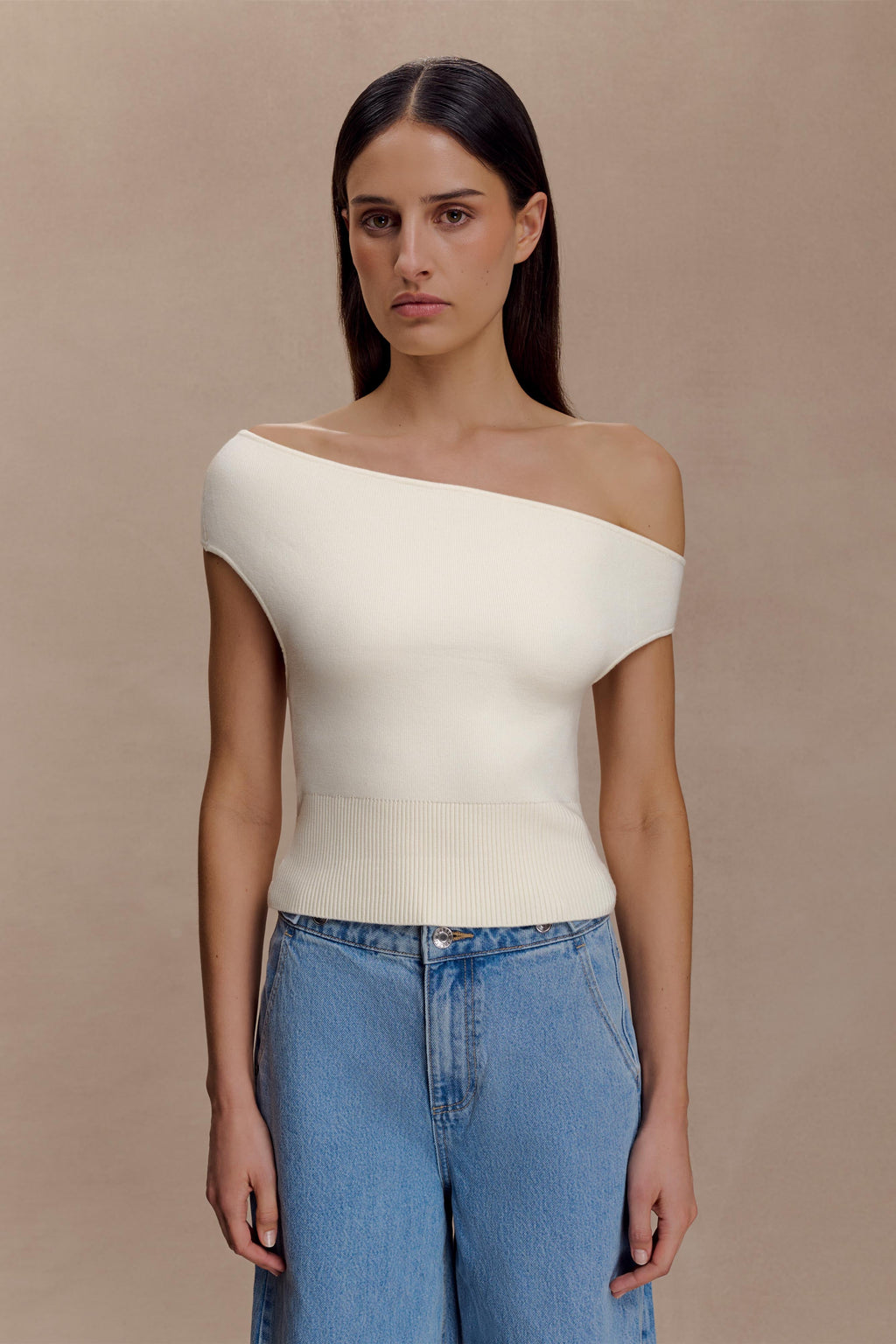 Carley Off Shoulder Knit Top - Ivory