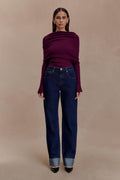 Kirralee Straight Leg Cuffed Jeans - Indigo Blue