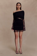 Luxie Lace Knit Mini Dress - Black